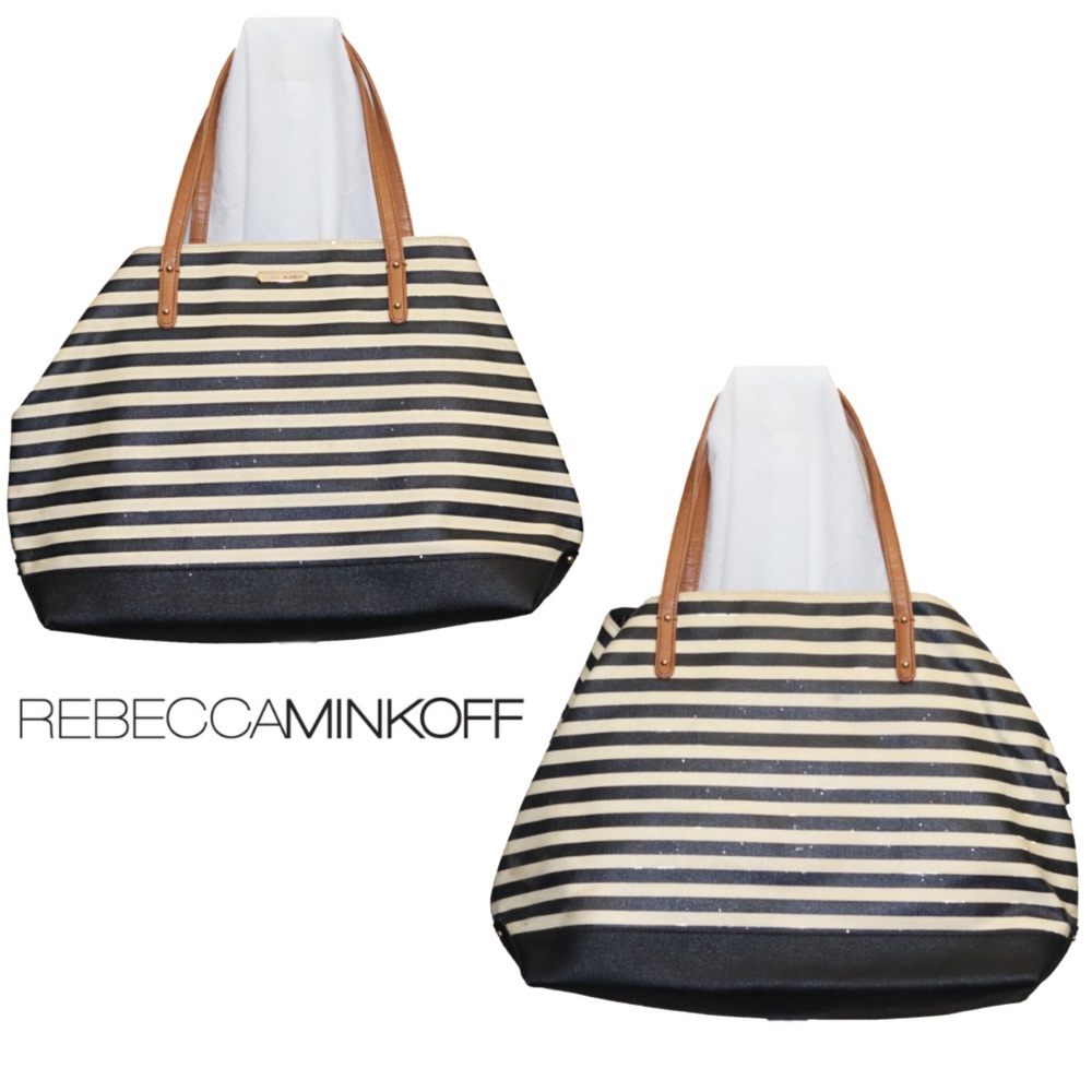 Rebecca Minkoff Navy Cream Striped Shoulder Bag